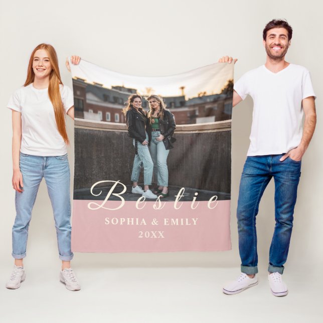 Cobertor De Velo Bestie Photo Collage Fleece Blanket with Names (In Situ)