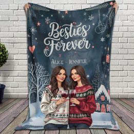 Cobertor De Velo Besties de Natal Personalizadas para Melhores Amig