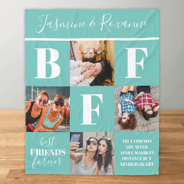 Cobertor De Velo BFF Besties Photo Collage Teal