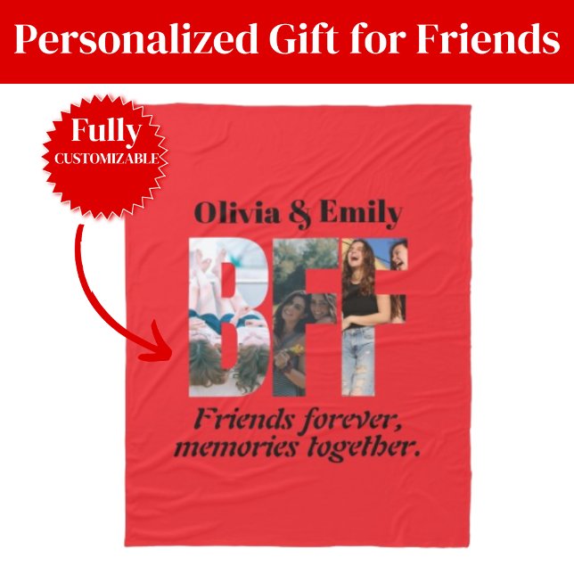 Cobertor De Velo BFF Photo Fleece Blanket – Personalized Gift (BFF Photo Fleece Blanket – Personalized Gift)