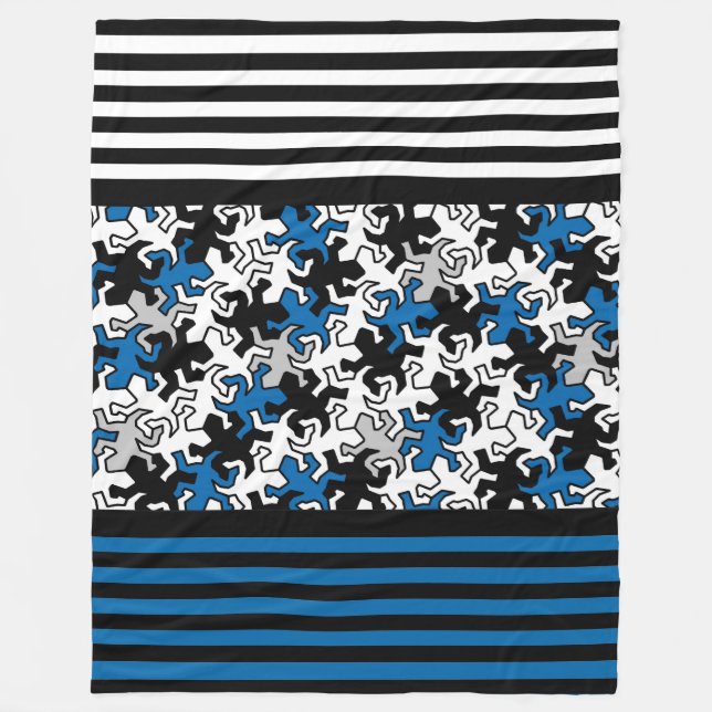 Cobertor De Velo BG Stripes Descarte preto + mosaico de geckos (Frente)