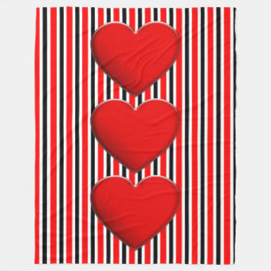 Cobertor De Velo BG Stripes Padrão vermelho-preto + corações vermel