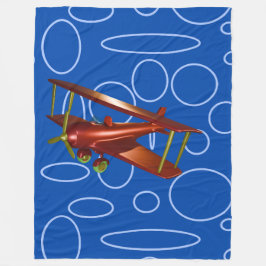 Cobertor De Velo Bi-plane vermelho em círculos azuis