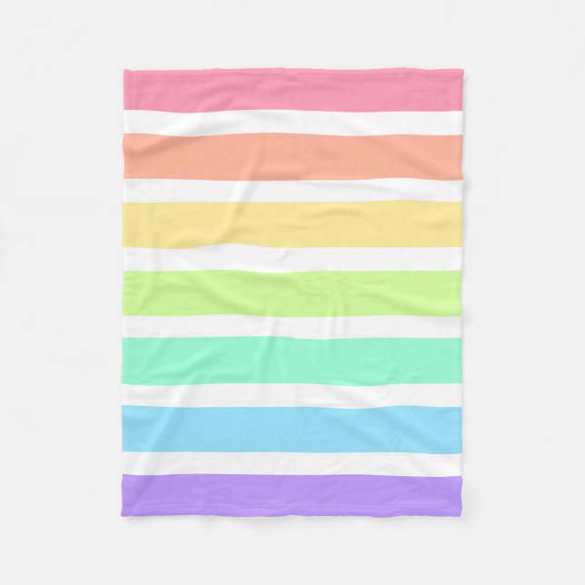 Cobertor De Velo Bibblegum arco-íris e listras brancas (Frente)