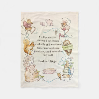Cobertor De Velo Bible verse nursery animals fleece blanket