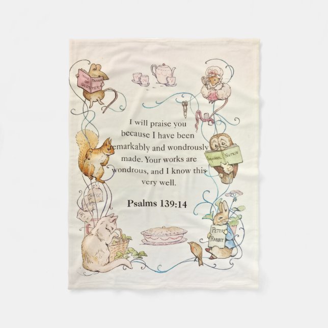 Cobertor De Velo Bible verse nursery animals fleece blanket (Frente)