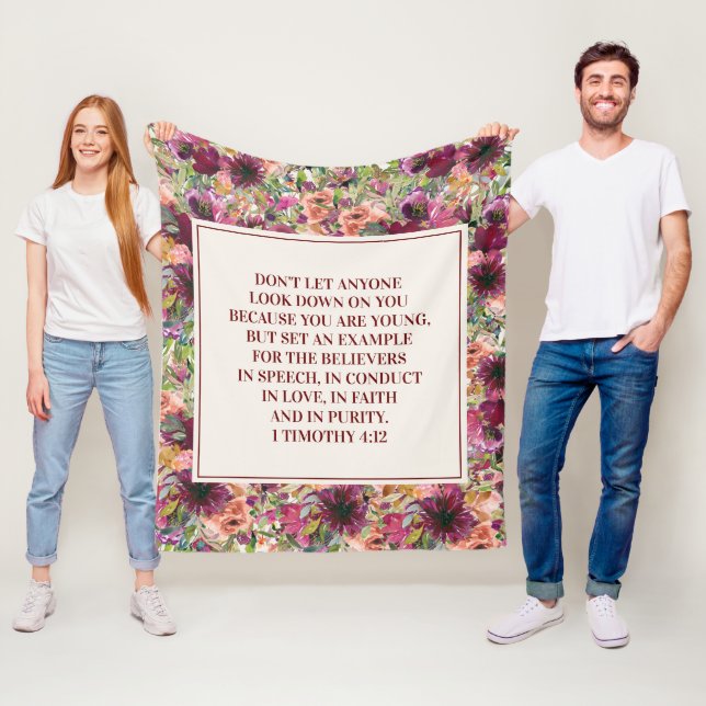 Cobertor De Velo Bíblia Floral Coral Verse Timothy (In Situ)