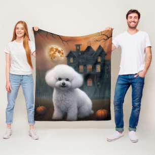 Cobertor De Velo Bichon Frise Halloween Scary