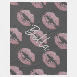 Cobertor De Velo Bico de batom impressão cor-de-rosa cinza branco