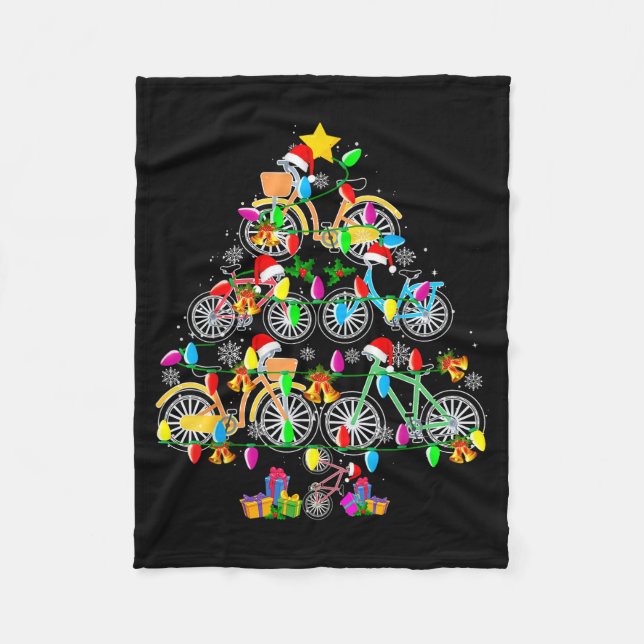 Cobertor De Velo Bicycle Christmas Tree Funny Santa Bicycle Lover B (Frente)