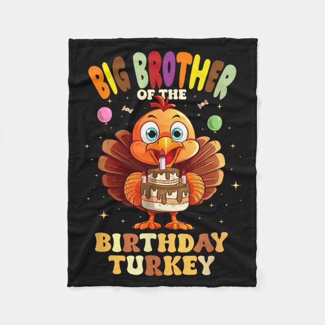 Cobertor De Velo Big Brother Of The Birthday Turkey Family 1st Birt (Frente)
