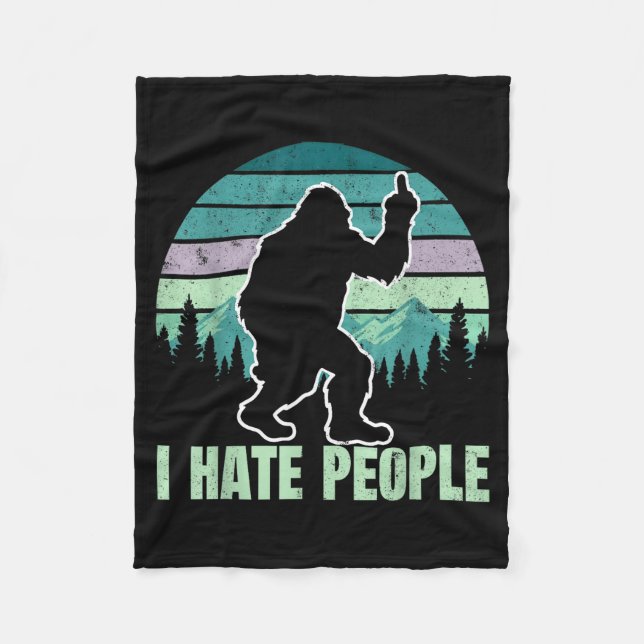 Cobertor De Velo Big Foot I Hate People Middle Finger Sasquatch Ret (Frente)