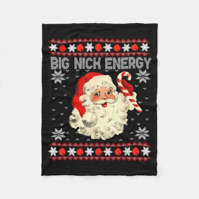 Cobertor De Velo Big Nick Energy Funny Santa Ugly Christmas Sweater (Frente)