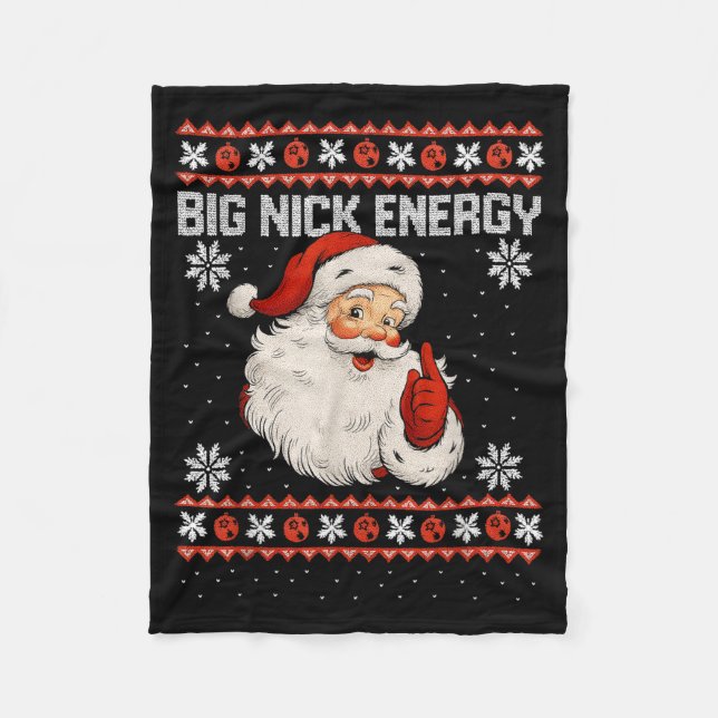 Cobertor De Velo Big Nick Energy Santa Xmas Ugly Christmas Sweater  (Frente)