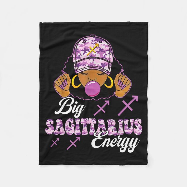 Cobertor De Velo Big Sagittarius Energy Afro Girl With Purple Camou (Frente)