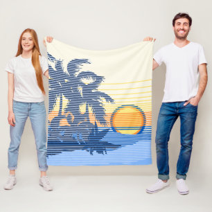Cobertor De Velo Big Sunset Strike Hawaiian Surfers Azul