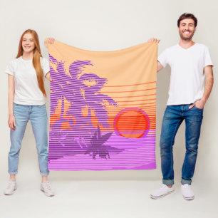 Cobertor De Velo Big Sunset Strike Hawaiian Surfers Violet