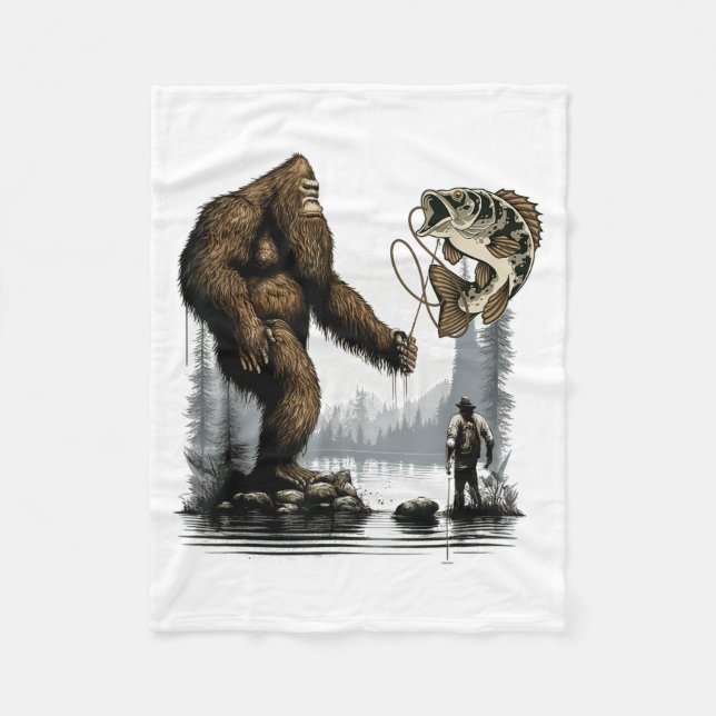 Cobertor De Velo Bigfoot Fishing Funny Sasquatch Fi-shirt  (Frente)