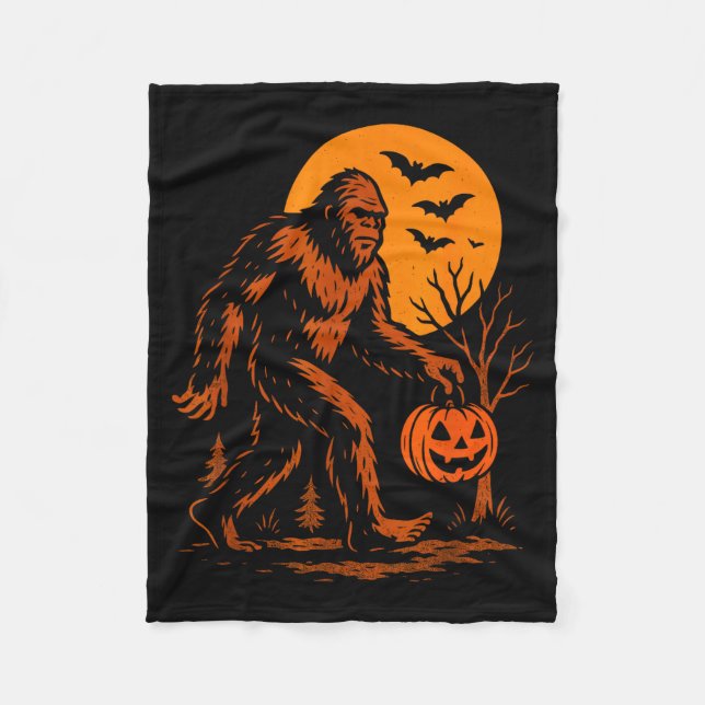 Cobertor De Velo Bigfoot Halloween Sasquatch Jack O Lantern  (Frente)