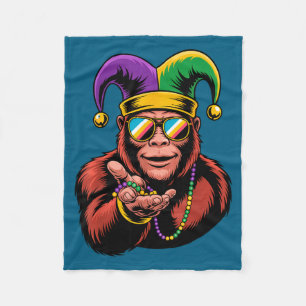 Cobertor De Velo Bigfoot Mardi Gras Carnaval Engraçado Com Pulseira