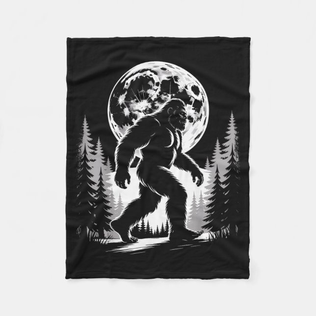 Cobertor De Velo Bigfoot Moonlight Sasquatch Forest Cryptid Outdoor (Frente)