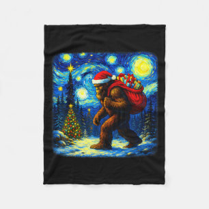 Cobertor De Velo Bigfoot Papai Noel Natal Noite Estrelada Sasquatch