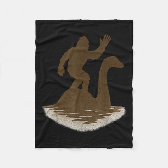 Cobertor De Velo Bigfoot Riding Loch Ness Monster Funny Sasquatch  (Frente)