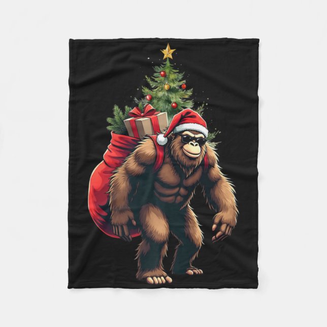 Cobertor De Velo Bigfoot Santa Christmas Tree Lights Funny Xmas Sas (Frente)