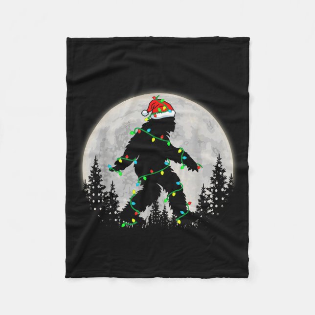 Cobertor De Velo Bigfoot Santa Christmas Tree Lights Funny Xmas Sas (Frente)