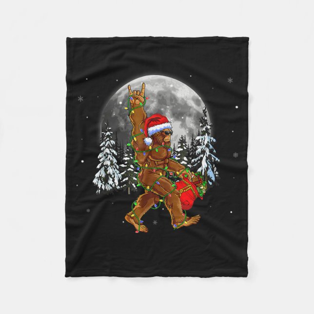 Cobertor De Velo Bigfoot Santa Christmas Tree Lights Funny Xmas Sas (Frente)