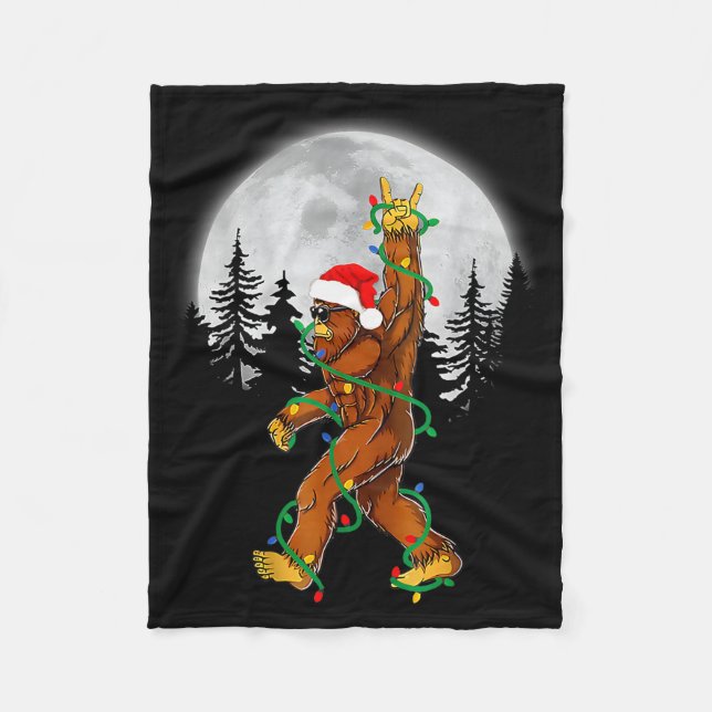 Cobertor De Velo Bigfoot Santa Christmas Tree Lights Funny Xmas Sas (Frente)