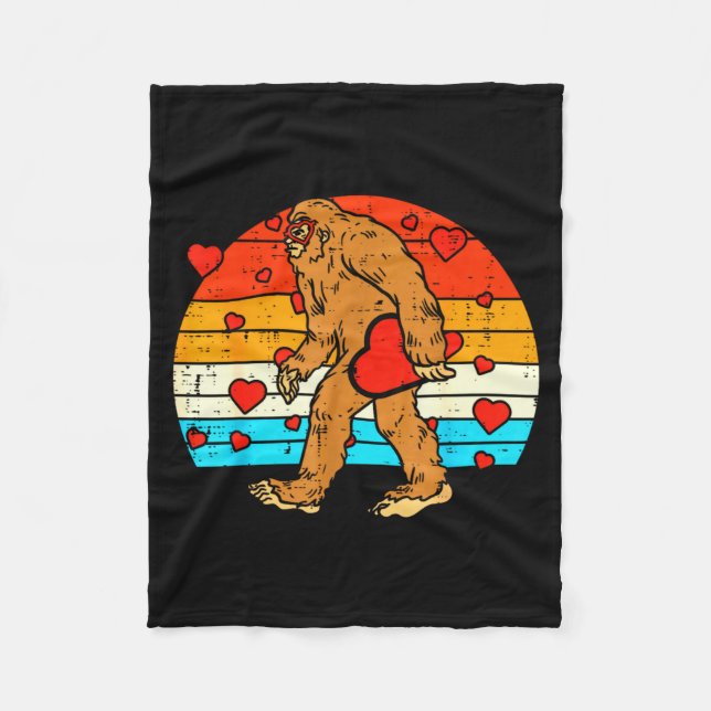 Cobertor De Velo Bigfoot Sasquatch Retro Heart Funny Valentines Day (Frente)