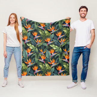 Cobertor De Velo Bird of Paradise Flower Pattern