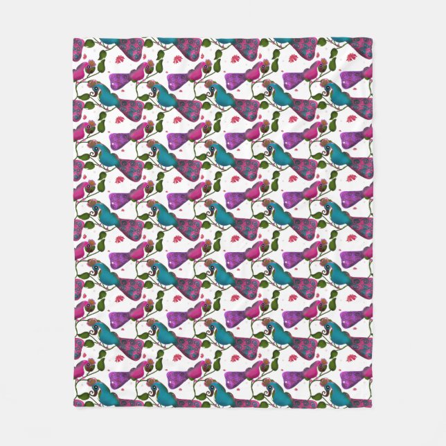 Cobertor De Velo Birds floral seamless pattern Curtain (Frente)