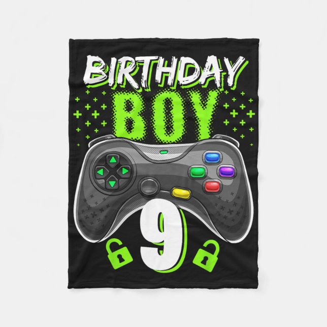 Cobertor De Velo Birthday Boy 9 Video Game Controller Gamer 9th Bir (Frente)