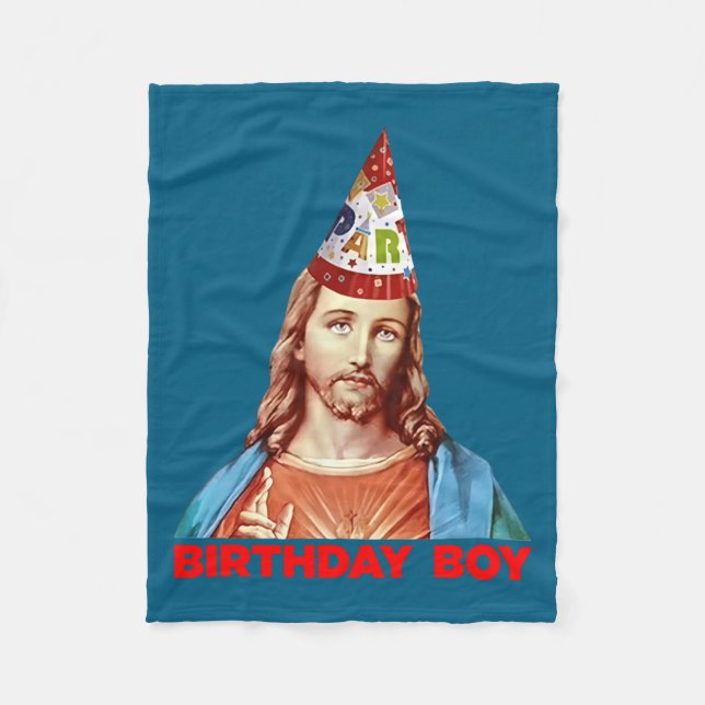 Cobertor De Velo Birthday Boy Jesus Funny Christmas Party Hat Long  (Frente)