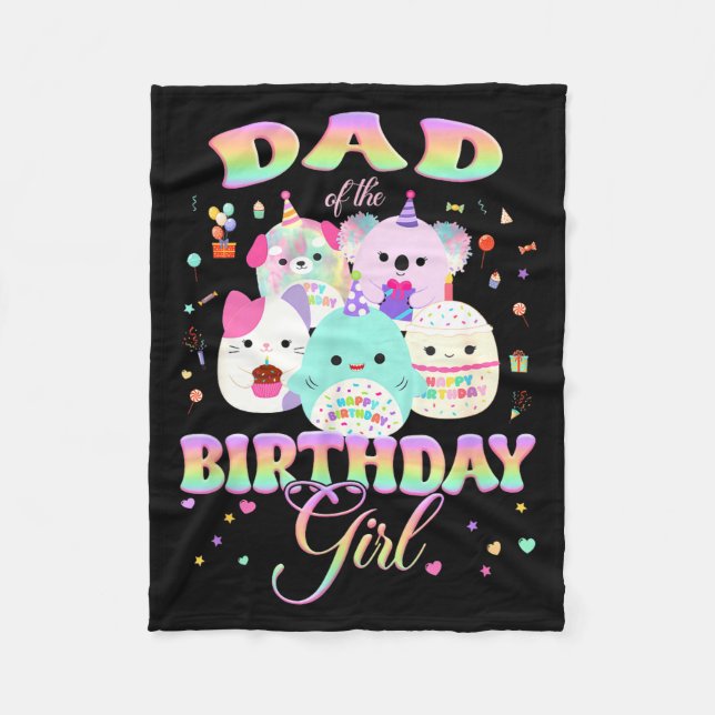 Cobertor De Velo Birthday Family Squish Squad Dad Of The Birthday G (Frente)