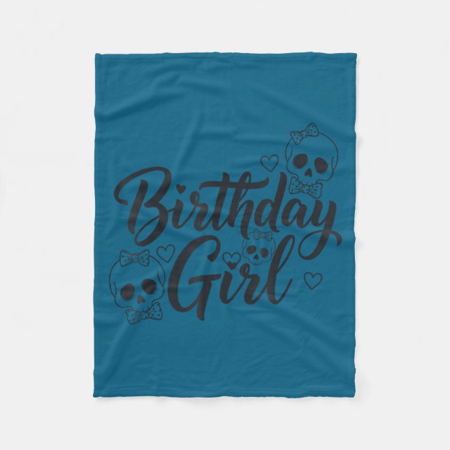 Cobertor De Velo Birthday Girl Skull Skeleton Lover Cute Funny Kawa (Frente)