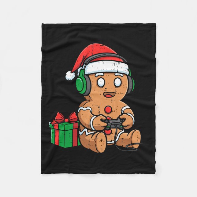 Cobertor De Velo Biscoito de Natal Gamer Xmas Jogos Meninos Criança (Frente)