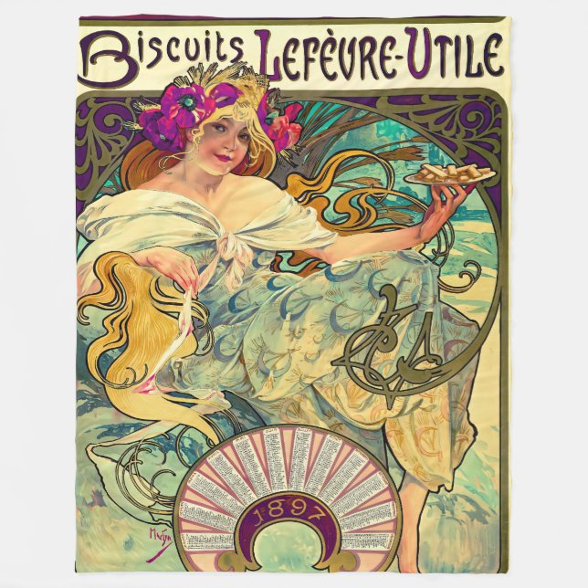 Cobertor De Velo Biscoitos Lefevre-Utile por Alphonse Mucha (1896) (Frente)