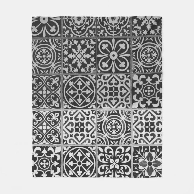 Cobertor De Velo Black and white damask patterns (Frente)