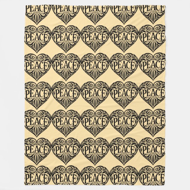 COBERTOR DE VELO BLACK AND WHITE PEACE HEART (Frente)