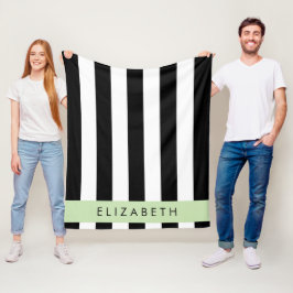 Cobertor De Velo Black and White Stripes, Stripes, Linhas, Seu Nome