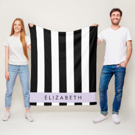 Cobertor De Velo Black and White Stripes, Stripes, Linhas, Seu Nome