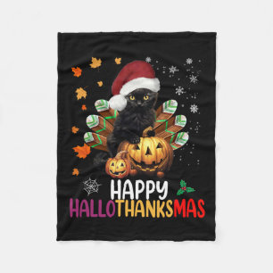 Cobertor De Velo Black Cat Halloween Happy Hallothanksmas Feliz Chr