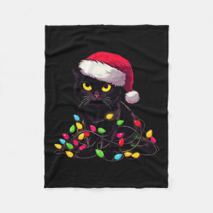 Cobertor De Velo Black Cat Natal Luz Engraçada Gato Passado Xmas Sa