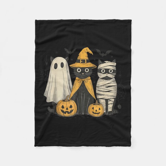 Cobertor De Velo Black Cat Witch Ghost Y Halloween Pumpkin Men Kids (Frente)