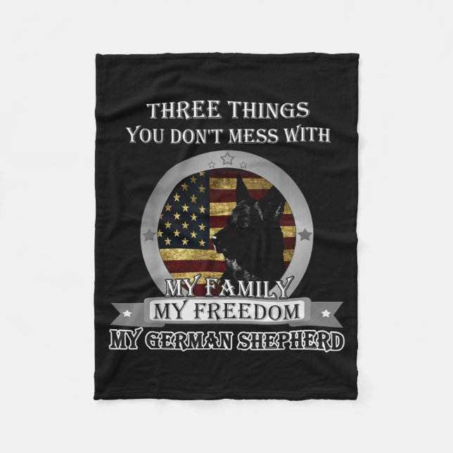 Cobertor De Velo Black German Shepherd American Flag Three Things Y (Frente)