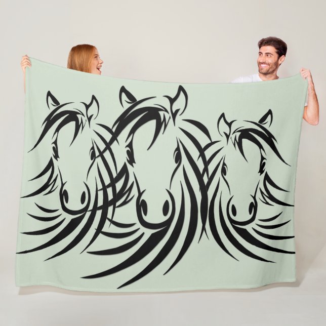 Cobertor De Velo Black Horse Heads Green (In Situ)