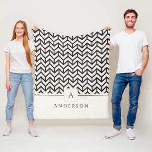 Cobertor De Velo Black Ivory Geométrico Chevron Monograma e Nome